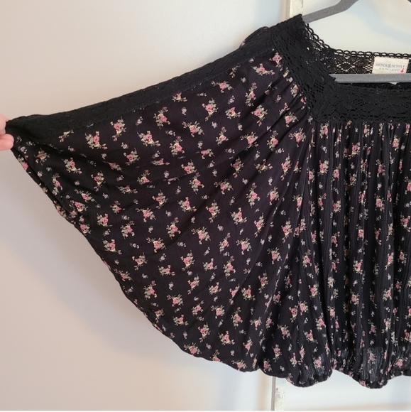 Denim & Supply Ralph Lauren XS oversized floral lace dolman sleeve batwing top - Picture 5 of 6